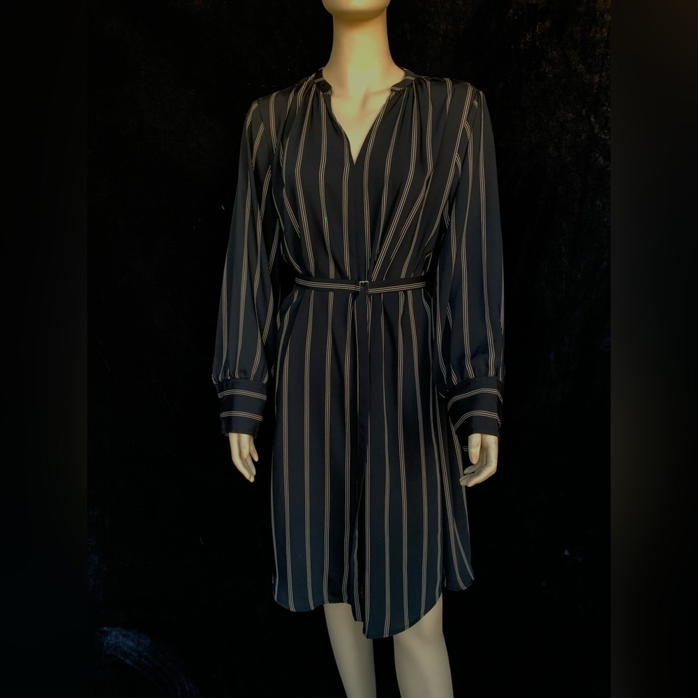 H&M black with gold stripes dress loose fitting size Large